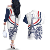 Custom France Women Rugby Couples Matching Off The Shoulder Long Sleeve Dress and Hawaiian Shirt Summer Flowers 2024 LT9 - Wonder Print Shop