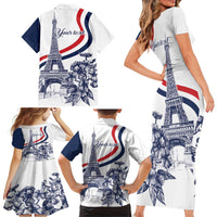 Custom France Women Rugby Family Matching Short Sleeve Bodycon Dress and Hawaiian Shirt Summer Flowers 2024 - Wonder Print Shop