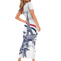 Custom France Women Rugby Family Matching Short Sleeve Bodycon Dress and Hawaiian Shirt Summer Flowers 2024 - Wonder Print Shop