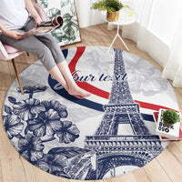 Custom France Women Rugby Round Carpet Summer Flowers 2024
