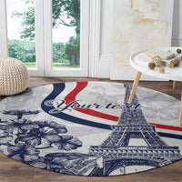 Custom France Women Rugby Round Carpet Summer Flowers 2024