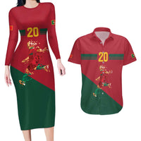 Portuguese Footballer Memorial Couples Matching Long Sleeve Bodycon Dress and Hawaiian Shirt Forever 20 The Heart Still Beats - Wonder Print Shop