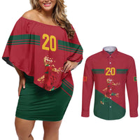 Portuguese Footballer Memorial Couples Matching Off Shoulder Short Dress and Long Sleeve Button Shirt Forever 20 The Heart Still Beats - Wonder Print Shop