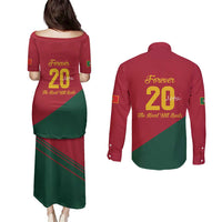Portuguese Footballer Memorial Couples Matching Puletasi and Long Sleeve Button Shirt Forever 20 The Heart Still Beats - Wonder Print Shop
