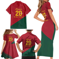 Portuguese Footballer Memorial Family Matching Short Sleeve Bodycon Dress and Hawaiian Shirt Forever 20 The Heart Still Beats - Wonder Print Shop