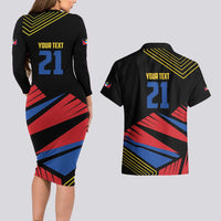 Custom Caribbean Cricket Antigua and Barbuda Couples Matching Long Sleeve Bodycon Dress and Hawaiian Shirt - Wonder Print Shop