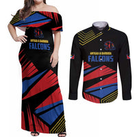 Custom Caribbean Cricket Antigua and Barbuda Couples Matching Off Shoulder Maxi Dress and Long Sleeve Button Shirt - Wonder Print Shop