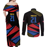 Custom Caribbean Cricket Antigua and Barbuda Couples Matching Off Shoulder Maxi Dress and Long Sleeve Button Shirt - Wonder Print Shop