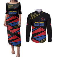 Custom Caribbean Cricket Antigua and Barbuda Couples Matching Puletasi and Long Sleeve Button Shirt - Wonder Print Shop