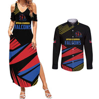 Custom Caribbean Cricket Antigua and Barbuda Couples Matching Summer Maxi Dress and Long Sleeve Button Shirt - Wonder Print Shop