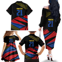 Custom Caribbean Cricket Antigua and Barbuda Family Matching Off The Shoulder Long Sleeve Dress and Hawaiian Shirt - Wonder Print Shop