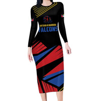 Custom Caribbean Cricket Antigua and Barbuda Long Sleeve Bodycon Dress - Wonder Print Shop
