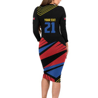 Custom Caribbean Cricket Antigua and Barbuda Long Sleeve Bodycon Dress - Wonder Print Shop