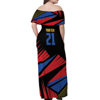 Custom Caribbean Cricket Antigua and Barbuda Off Shoulder Maxi Dress - Wonder Print Shop