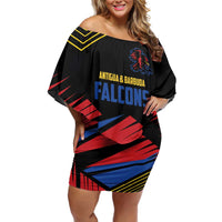 Custom Caribbean Cricket Antigua and Barbuda Off Shoulder Short Dress - Wonder Print Shop