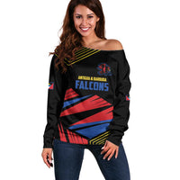 Custom Caribbean Cricket Antigua and Barbuda Off Shoulder Sweater - Wonder Print Shop