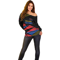 Custom Caribbean Cricket Antigua and Barbuda Off Shoulder Sweater - Wonder Print Shop