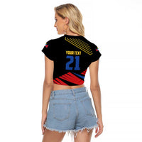 Custom Caribbean Cricket Antigua and Barbuda Raglan Cropped T Shirt - Wonder Print Shop