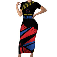 Custom Caribbean Cricket Antigua and Barbuda Short Sleeve Bodycon Dress - Wonder Print Shop
