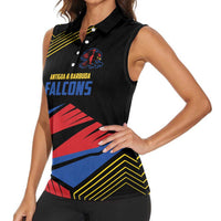 Custom Caribbean Cricket Antigua and Barbuda Women Sleeveless Polo Shirt - Wonder Print Shop