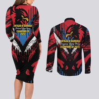 Caribbean Cricket Antigua and Barbuda Couples Matching Long Sleeve Bodycon Dress and Long Sleeve Button Shirt First Crown Forever Proud - Wonder Print Shop