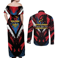 Caribbean Cricket Antigua and Barbuda Couples Matching Off Shoulder Maxi Dress and Long Sleeve Button Shirt First Crown Forever Proud - Wonder Print Shop