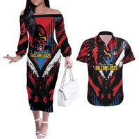 Caribbean Cricket Antigua and Barbuda Couples Matching Off The Shoulder Long Sleeve Dress and Hawaiian Shirt First Crown Forever Proud - Wonder Print Shop