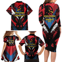 Caribbean Cricket Antigua and Barbuda Family Matching Long Sleeve Bodycon Dress and Hawaiian Shirt First Crown Forever Proud - Wonder Print Shop