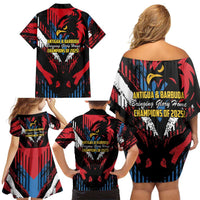 Caribbean Cricket Antigua and Barbuda Family Matching Off Shoulder Short Dress and Hawaiian Shirt First Crown Forever Proud - Wonder Print Shop
