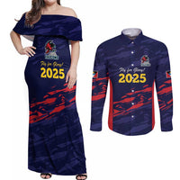 Caribbean Cricket Antigua and Barbuda Couples Matching Off Shoulder Maxi Dress and Long Sleeve Button Shirt History Begins Now - Wonder Print Shop
