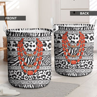 Nigeria Traditional Coral Bead Attire Laundry Basket African Tribal Element Wild Animal Skins