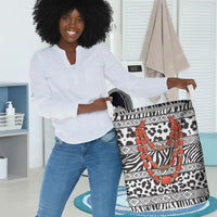 Nigeria Traditional Coral Bead Attire Laundry Basket African Tribal Element Wild Animal Skins