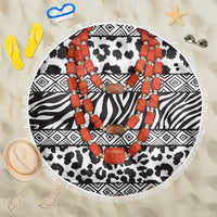 Nigeria Traditional Coral Bead Attire Beach Blanket African Tribal Element Wild Animal Skins