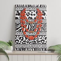 Nigeria Traditional Coral Bead Attire Canvas Wall Art African Tribal Element Wild Animal Skins