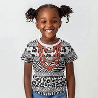 Nigeria Traditional Coral Bead Attire Kid T shirt African Tribal Element Wild Animal Skins