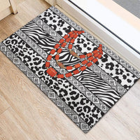 Nigeria Traditional Coral Bead Attire Rubber Doormat African Tribal Element Wild Animal Skins