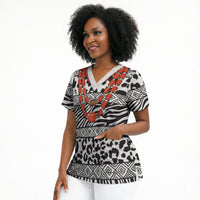 Nigeria Traditional Coral Bead Attire Scrub Top African Tribal Element Wild Animal Skins