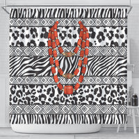 Nigeria Traditional Coral Bead Attire Shower Curtain African Tribal Element Wild Animal Skins