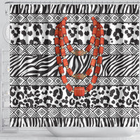 Nigeria Traditional Coral Bead Attire Shower Curtain African Tribal Element Wild Animal Skins