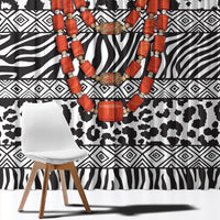 Nigeria Traditional Coral Bead Attire Window Curtain African Tribal Element Wild Animal Skins