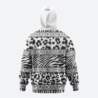 Nigeria Traditional Coral Bead Attire Zip Hoodie African Tribal Element Wild Animal Skins