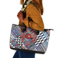 Nigeria Traditional Coral Bead Attire Leather Tote Bag Tribal African Style