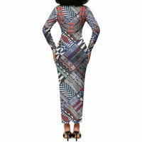 Nigeria Traditional Coral Bead Attire Long Sleeve Bodycon Dress Tribal African Style