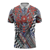 Nigeria Traditional Coral Bead Attire Zipper Polo Shirt Tribal African Style