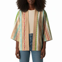 Nigerian Aso Oke African Ethnic Stripes Kimono