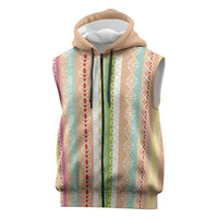 Nigerian Aso Oke African Ethnic Stripes Sleeveless Zip Hoodie