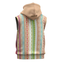 Nigerian Aso Oke African Ethnic Stripes Sleeveless Zip Hoodie