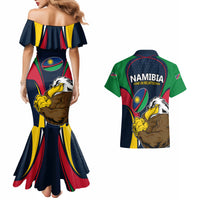 Namibia Rugby Couples Matching Mermaid Dress and Hawaiian Shirt World Cup 2023 Eagle Mascot Come On Welwitschias LT9 - Wonder Print Shop