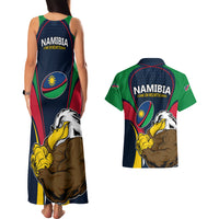 Namibia Rugby Couples Matching Tank Maxi Dress and Hawaiian Shirt World Cup 2023 Eagle Mascot Come On Welwitschias LT9 - Wonder Print Shop