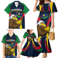 Namibia Rugby Family Matching Mermaid Dress and Hawaiian Shirt World Cup 2023 Eagle Mascot Come On Welwitschias LT9 - Wonder Print Shop